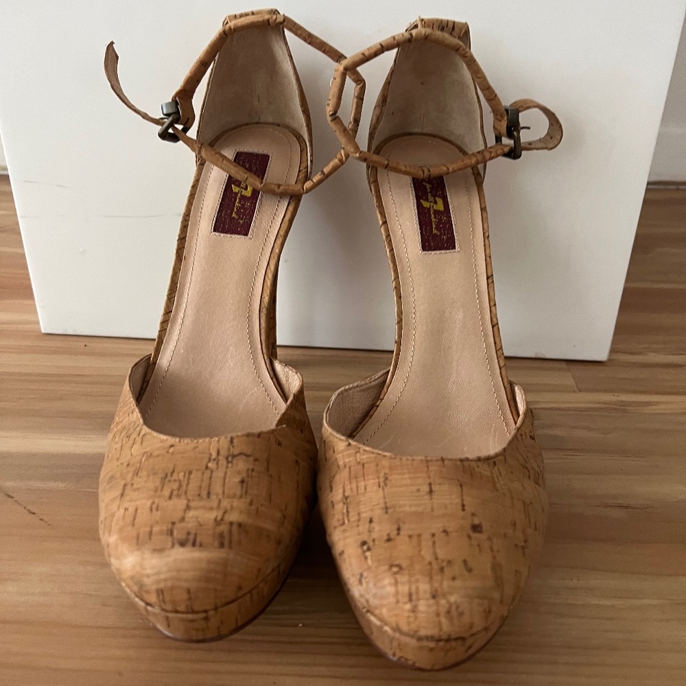 Platform cork ankle strap shoes size 11